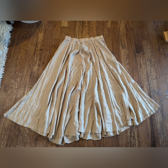 Vintage WinterSilks 100% silk full Maxi skirt Gold Size XL - Picture 9 of 12